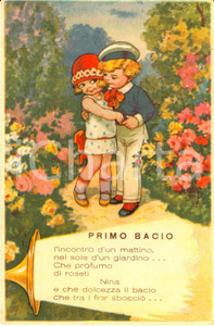 Cartolina originale da collezione 1920 ca Cartolina della canzone 'PRIMO BACIO' ed. BIXIO FP NV Illustrata 1