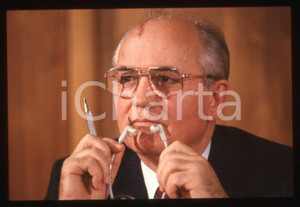 Fotografia d epoca originale 35mm vintage slide 1989 MILANO Michail GORBACHEV President USSR Portrait 14 1