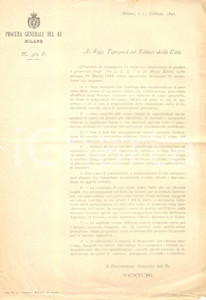 Autografo originale 1896 MILANO Nuove norme per tipografi ed editori della città  Lettera 1
