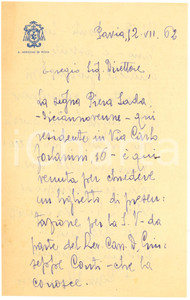 Autografo originale 1962 PAVIA Vescovo Carlo ALLORIO raccomanda Piera LADA 1