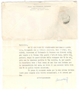 Autografo originale 1960 MILANO Lettera Aurelio CANDIAN  Condoglianze a un amico Autografo 1