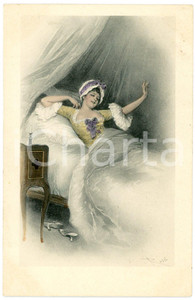 1900 ca Artist Lucius ROSSI - Woman in her bed - Old postcard Cartolina postale d'epoca, illustrata, scritta ma non viaggiata.CONDIZIONI: G FORMATO: FP    originale e autentica 1