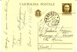 Autografo originale 1940 BARI Cartolina prof.ssa Caterina MASTROPASQUA MAISANO Autografo 1
