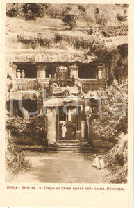Cartolina originale da collezione 1935 ca MISSIONI ESTERE  ELLORA INDIA Templi scavati nella roccia Cartolina 1