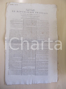 Giornale, rivista storica 1795 LE REPUBLICAIN FRANCAIS Gazette N° 975 Imposta sul celibato *Danneggiata 1