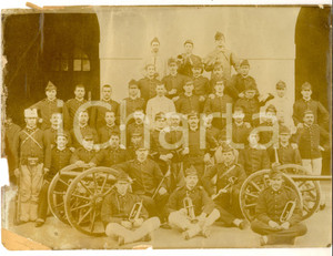 Fotografia d epoca originale 1920 ca REGIO ESERCITO Reparto fanteria con musicisti e cannoni Foto DANNEGGIATA 1