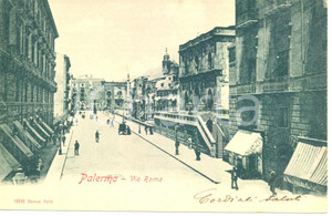 Cartolina originale da collezione 1900 ca PALERMO Veduta di via ROMA Animata *Cartolina FP NV 1