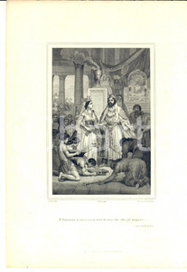 Stampa, bozzetto originale 1870 ca MILANO BIBBIA La regina di Saba Stampa inc. GUZZI 30x20 ed. PAGNONI 1