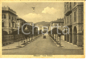 Cartolina originale da collezione 1940 ca CHIAVARI GE Veduta Corso UMBERTO  bollo propaganda VINCERE FG VG 1