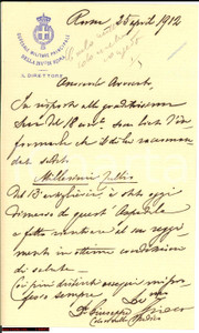 Documento originale, autentico 1912 Osp. Militare ROMA Giuseppe GRIECO dimette soldato 1