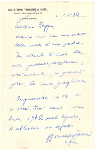 Autografo originale 1972 SAN DONA  DI PIAVE Lettera padre Francesco FERRARI ofm  Autografo 1