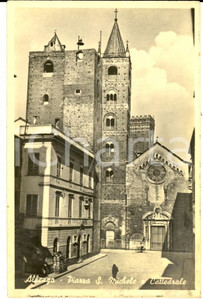 Cartolina originale da collezione 1943 ALBENGA (SV) Piazza SAN MICHELE e cattedrale *Cartolina ANIMATA FP VG 1