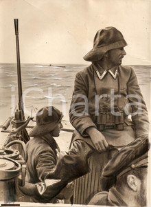 Fotografia d'epoca originale 1943 WW2 Guerra AERONAVALE Tedeschi sul ponte 1