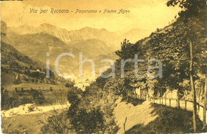 Cartolina originale da collezione 1907 RECOARO TERME (VI) Panorama con paese e fiume AGNO *Cartolina postale FP VG 1