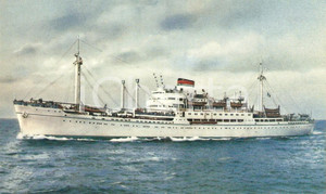Cartolina originale da collezione 1950 ca MARINA MERCANTILE Motonave MARCO POLO Società di navigazione ITALIA 1
