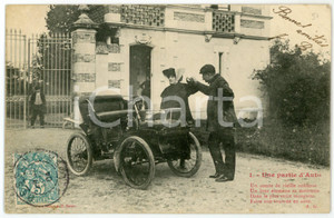 1900 ca FRANCE AUTOMOBILES Une partie d'auto - Comte et maîtresse - Postcard 1  Cartolina postale d'epoca, scritta ma non viaggiata.CONDIZIONI: GFORMATO: FP    originale e autentica 1