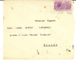 Cartolina originale da collezione 1954 STORIA POSTALE CATANIA Busta N. LICCIARDELLO Lire 25 Costituzione 1