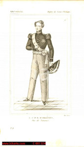 Stampa, bozzetto originale 1852 Louis Charles d ORLEANS duc de NEMOURS Gravure 1