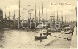 Cartolina originale da collezione 1920 ca LIVORNO Il molo MEDICEO Cartolina ANIMATA FP NV 1