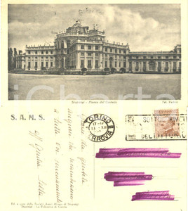 Autografo originale 1928 STUPINIGI (TO) Fianco del Castello *Cartolina da Giulia a Venanzio SELLA 1