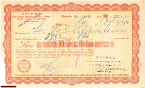 Oggetto da collezione cartaceo 1945 STIPEL Ricevuta versamento deposito cauzionale 1