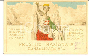 Cartolina originale da collezione 1918 WW1 PROPAGANDA Prestito Nazionale 5% Cartolina BANCA ITALIANA DI SCONTO 1