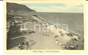 Cartolina originale da collezione 1925 ca PIETRA LIGURE SV Panorama della spiaggia Cartolina animata FP NV 1