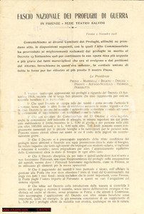 Documento originale, autentico 1918 Fascio Nazionale dei Profughi di Guerra 1