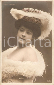 Cartolina originale da collezione 1910 ca CINEMA Actress Christine KERF Portrait with hat *Cartolina FP NV 1