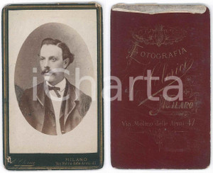 Fotografia d epoca originale 1880 ca MILANO Ritratto maschile  Busto  Foto Claudio CLERICI CDV 1