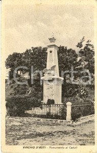 Cartolina originale da collezione 1948 VINCHIO D ASTI AT Veduta del monumento ai Caduti Cartolina postale FP VG 1
