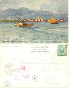 Cartolina originale da collezione 1906 STORIA POSTALE SIRMIONE BS Annullo NATANTE Servizio Postale LAGO DI GARDA 1