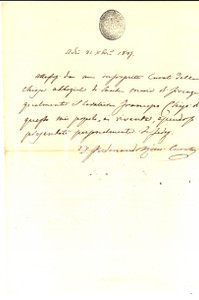 Documento originale, autentico 1837 FIRENZE Chiesa SANTA MARIA Certificato vita cav. Francesco CHIGI 1