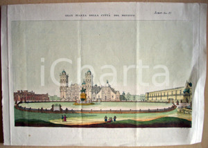 Stampa, bozzetto originale 1826 Gran Piazza di CITTA' DEL MESSICO Colorata a mano 1