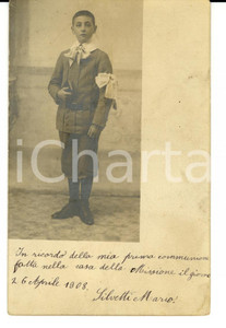 Fotografia d'epoca originale 1908 VERBANIA Prima Comunione Mario SILVETTI alla CASA DELLA MISSIONE 1