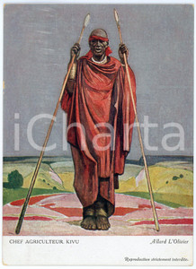 1931 CONGO BELGE Fernand ALLARD L'OLIVIER Chef Agriculteur KIVU Postcard FG NV Cartolina d'epoca, non viaggiata.Al verso timbro: "Croix Rouge du Congo - Exposition Coloniale Internationale de Paris" FAIR/discreto Lievi smussature agli angoli Formato: FG originale e autentica 1