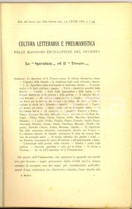 Libro, pubblicazione d epoca 1916 Aristide MARIGO  Cultura letteraria  Lo Speculum e il Tresors 80 pp. 1