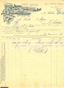 Documento originale, autentico 1914 Gallarate Via Roma ALESS. BORGOMANERI E FIGLI tessuti Fattura 1
