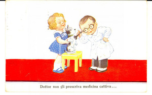 Cartolina originale da collezione 1936 Dottor non gli prescriva medicina cattiva *Cartolina UMORISTICA ill. WILLS 1