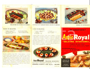 Materiale pubblicitario d’epoca 1970 ca MILANO Ditta Ernesto PILETTI Gelatina istantanea ASPIC ROYAL Pieghevole 1