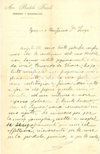 Manoscritto, lettera originale 1907 BARDOLINO VR Avvocato Bortolo FASOLI tratta vendita di un campo Lettera 1
