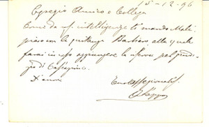 Autografo originale 1896 PADOVA Anselmo LAPPO avvocato procuratore  Biglietto AUTOGRAFO 1