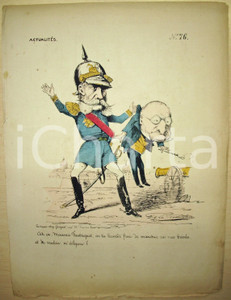 Stampa, bozzetto originale 1870 Caricatura MAUVAIS FOUTRIQUET Ill. DE LA TRAMBLAU 1