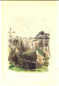 Stampa, bozzetto originale 1850 ca FRANCE EntrÃ©e d une mine Stampa ed. CHARDON ainÃ© COLORATA A MANO 1
