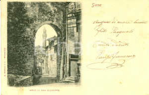 Cartolina originale da collezione 1901 SIENA Torre del MANGIA vista attraverso ARCO SAN GIUSEPPE *Cartolina FP VG 1