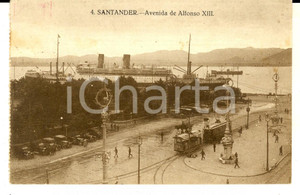 Cartolina originale da collezione 1929 SANTANDER SPAGNA Avenida de ALFONSO XIII  Cartolina ANIMATA tram FP VG 1