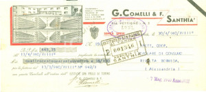 Documento originale, autentico 1940 SANTHIÃ€ VC Vendita formaggi G. COMELLI Cambiale pubblicitaria 1