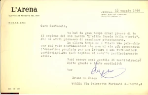 Autografo originale 1959 BRUNO DE CESCO chiede copione a GIANNI SANTUCCIO 1