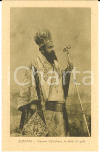 Cartolina originale da collezione 1930 ca COSTUMI ALBANIA Vescovo ortodosso in abito di gala *Cartolina FP NV 1