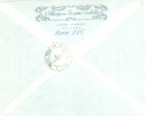 Materiale pubblicitario d’epoca 1965 LACCO AMENO NA STORIA POSTALE Albergo Regina Isabella Busta pubblicitaria 1